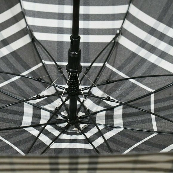 Burberry Shimmer Check 38" Umbrella Leather Handle - Picture 5 of 8
